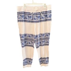 Ann Taylor Loft Factory Linen Blend Patterned Jogger Pants